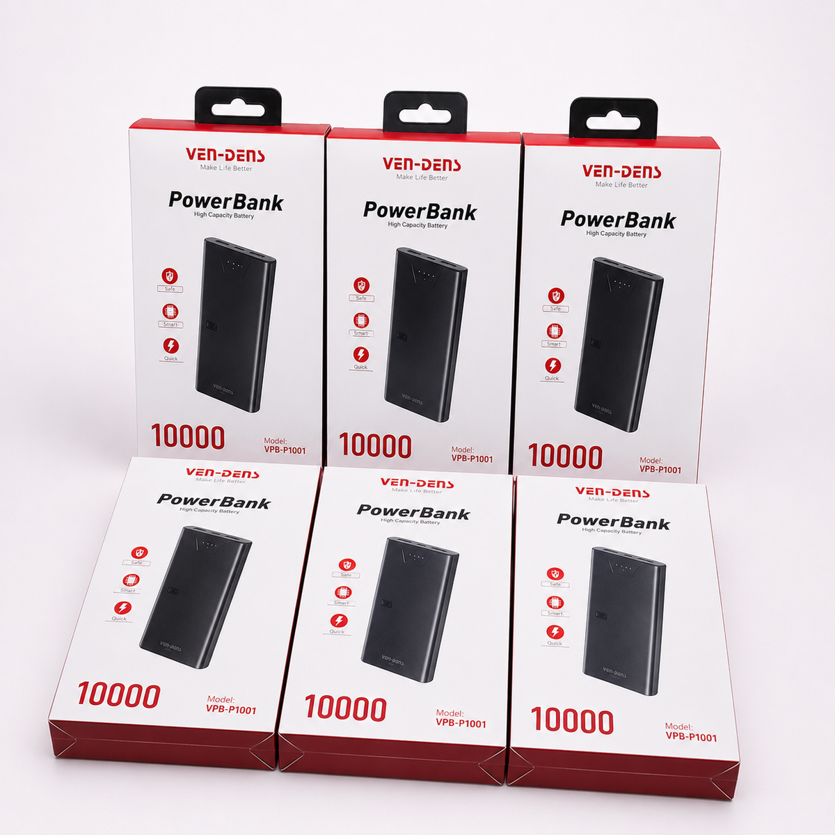 VEN-DENS 10000mAh Fast Charging Power Bank ā Dual USB & USB-C Portable Battery Pack | Slim & Lightweight