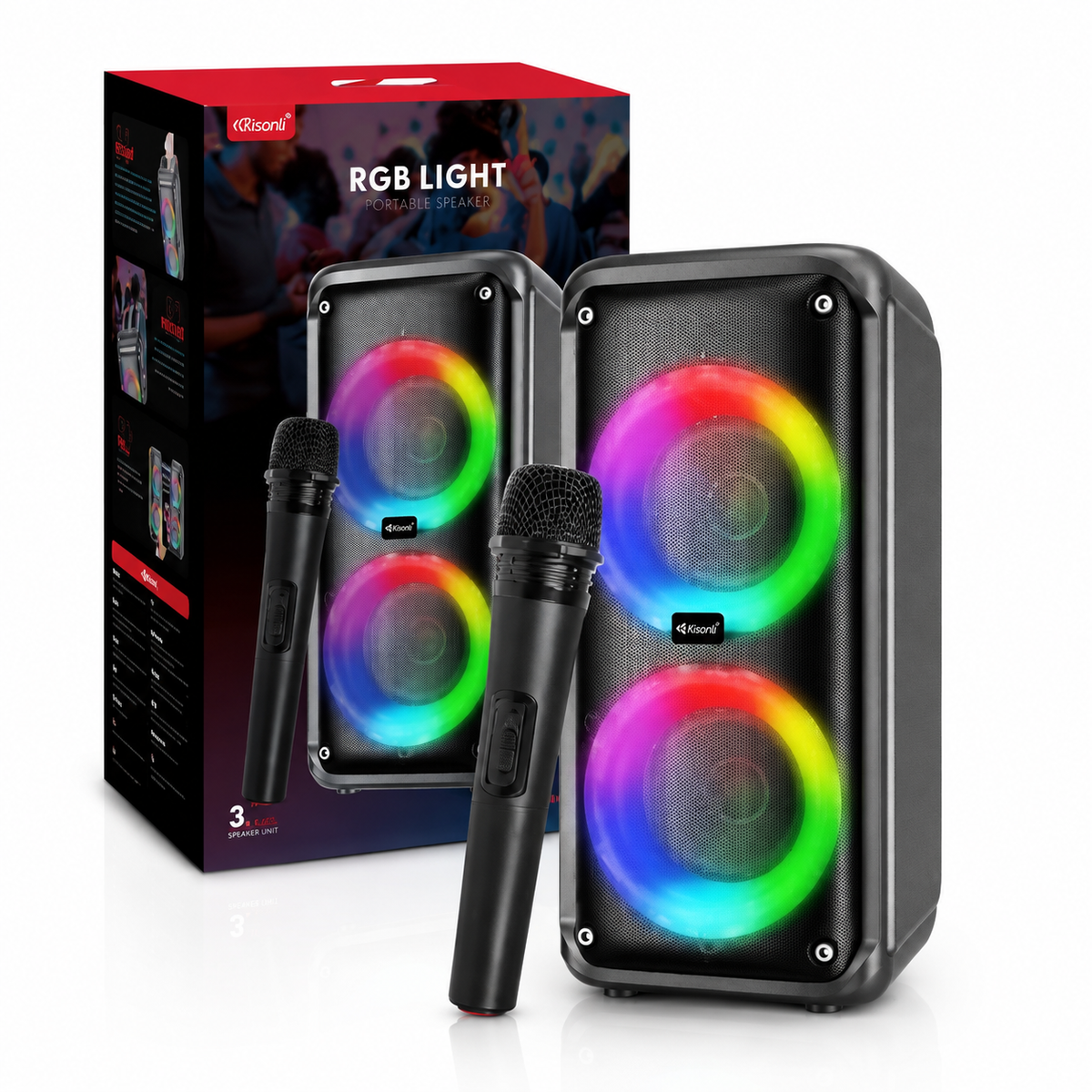 RGB Party Speaker with Dual Wireless Microphones